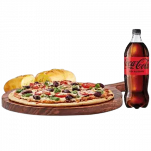 1 x Family Pizza ; 1 x Garlic bread; 1x1.25L Drink